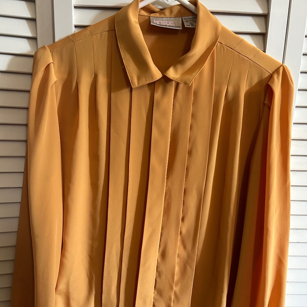 Kristen Long Sleeve Mustard Yellow Pleated Blouse